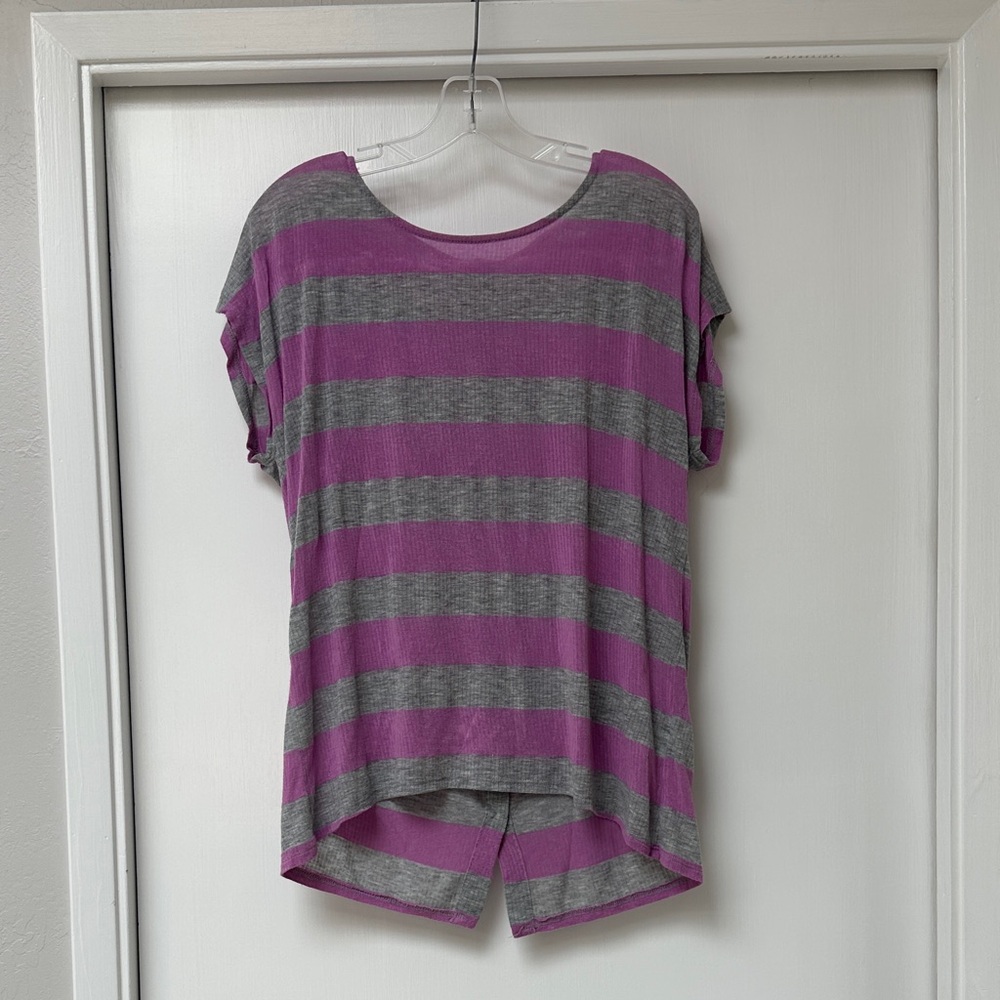 Gibson Striped Pink and Gray Women's Top